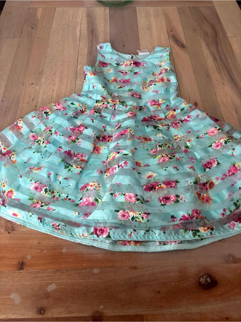 Knitworks Aqua Floral Striped Party Dress